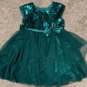 Jona Michelle Teal Sequin Holiday Dress